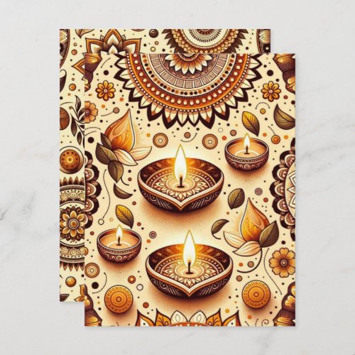 Bronze and Gold Diwali Scrapbook Paper Printable Invitation