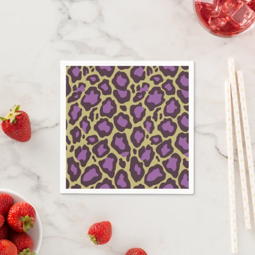 Cheetah Print Pattern in Purple & Gold Decoupage Napkins