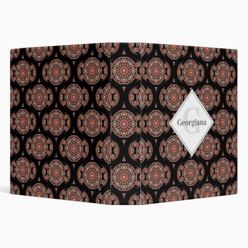 Custom Name Retro Safari Sunset Bohemian Mandala 3 Ring Binder