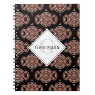 Custom Name Retro Safari Sunset Bohemian Mandala Notebook