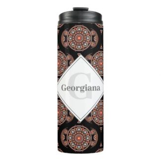 Custom Name Retro Safari Sunset Bohemian Mandala Thermal Tumbler