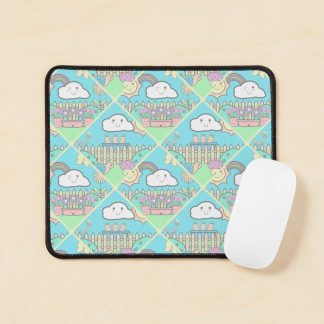 Mouse Pad, Cute Pastel Kawaii Garden Diamond Tile designed and sold by Triplicate Limited