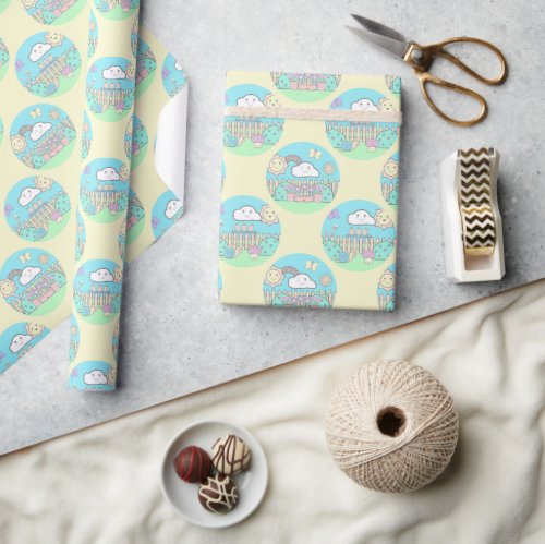 Cute Pastel Kawaii Garden Polka Dots Wrapping Paper