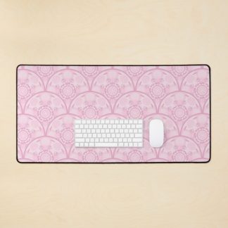 Mouse Pad, Dusky Rose Preppy In Pink Art Deco Scallop designed and sold by Triplicate Limited