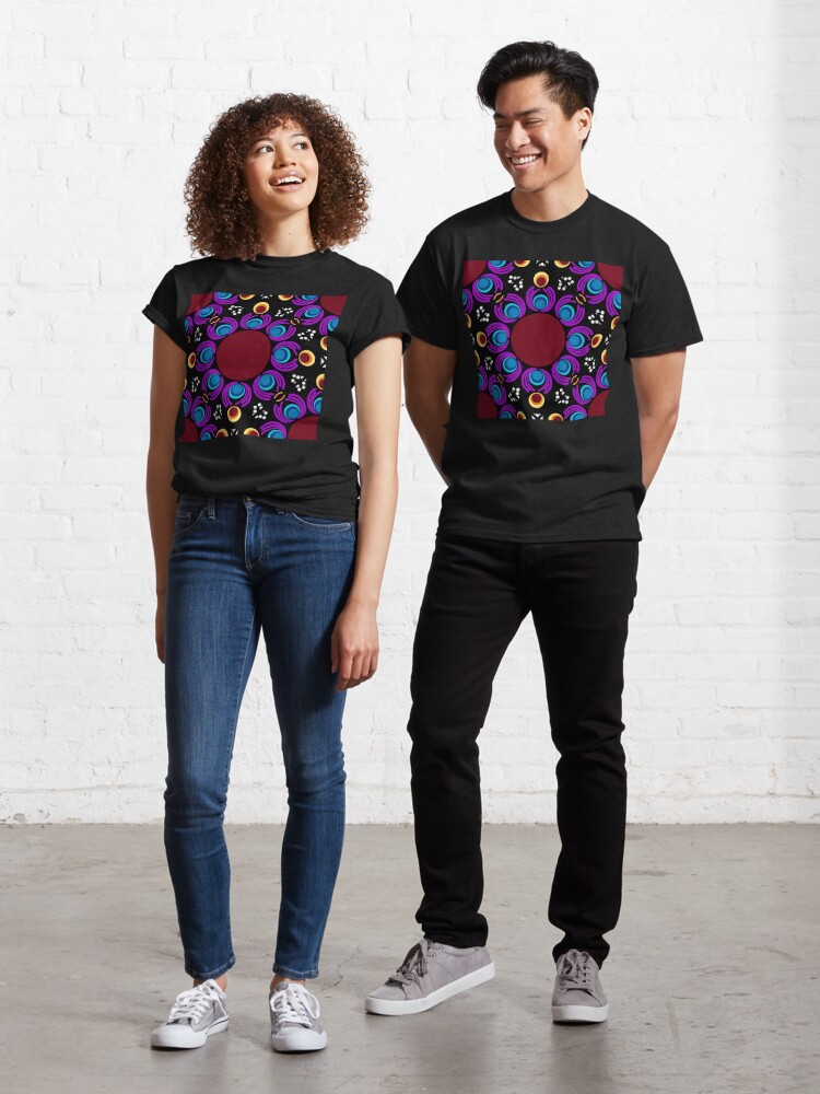 Classic T-Shirt, Eye of the Storm Dot Mandala Tile Pattern designed and sold by Triplicate Limited