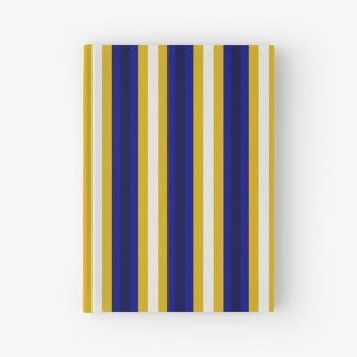 Journal, Geometric Navy And Gold Colorful Vertical Stripes designed and sold by Triplicate Limited