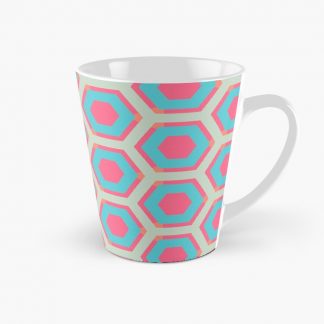 Coffee Mug, Geometric Sunset on Sea Colorful Honeycomb Hexagons designed and sold by Triplicate Limited