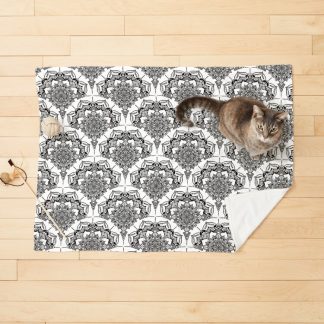 Pet Blanket, Monochrome Mandalas Sweet Dreams Art Deco Scallop designed and sold by Triplicate Limited
