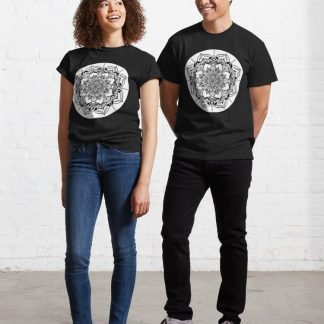 Classic T-Shirt, Monochrome Mandalas Sweet Dreams Polka Dots designed and sold by Triplicate Limited