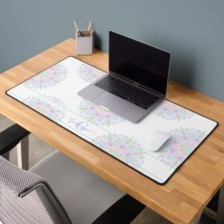Monogram Pastel Rainbow Sundae Polka Dot Mandala Desk Mat