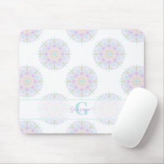 Monogram Pastel Rainbow Sundae Polka Dot Mandala Mouse Pad
