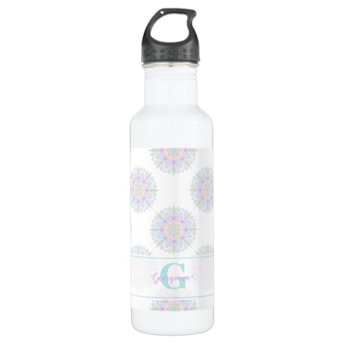 Monogram Pastel Rainbow Sundae Polka Dot Mandala Stainless Steel Water Bottle