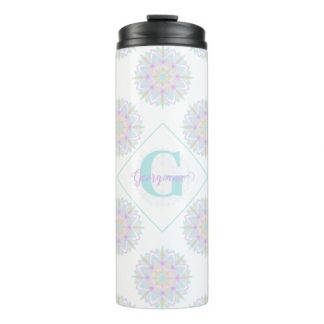 Monogram Pastel Rainbow Sundae Polka Dot Mandala Thermal Tumbler