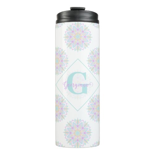 Monogram Pastel Rainbow Sundae Polka Dot Mandala Thermal Tumbler