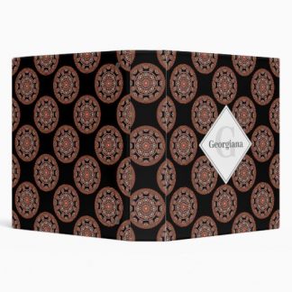 Monogram Safari Sunset Bohemian Polka Dot Mandala 3 Ring Binder