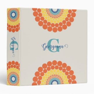 Monogrammed Radiant Aegean Summer Dot Mandala 3 Ring Binder