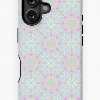 iPhone Case, Pastel Rainbow Ice Cream Sundae Diamond Tile Mandala designed and sold by Triplicate Limited