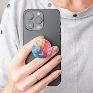 Personalized Colorful Sunset on Sea Alcohol Ink PopSocket