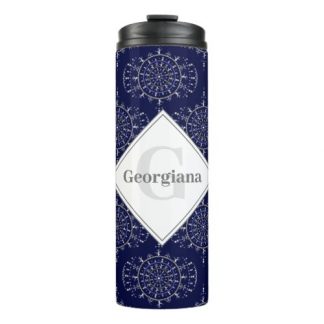 Personalized Ditsy Winter Snow Angels Snowmen Ogee Thermal Tumbler