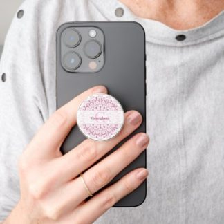 Personalized Dusky Rose Confetti Lace Dot Mandala PopSocket