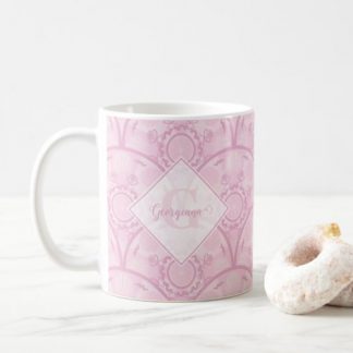 Personalized Preppy In Pink Mandala Art Deco Coffee Mug