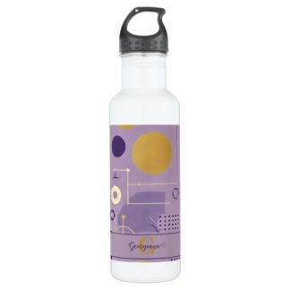 Personalized Purple &amp; Gold Scandinavian Minimalist Stainless Steel Water Bottle