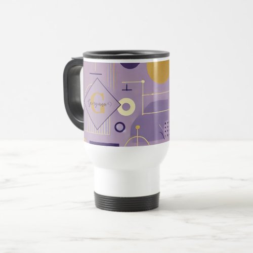 Personalized Purple & Gold Scandinavian Minimalist Travel Mug