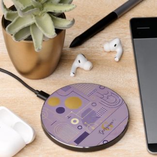 Personalized Purple &amp; Gold Scandinavian Minimalist Wireless Charger