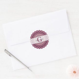 Personalized Radiant Dusky Rose Floral Dot Mandala Classic Round Sticker