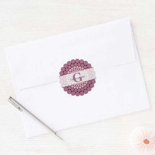 Personalized Radiant Dusky Rose Floral Dot Mandala Classic Round Sticker
