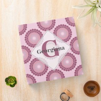 Personalized Radiant Dusky Rose Polka Dot Mandala 3 Ring Binder