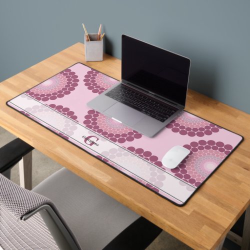 Personalized Radiant Dusky Rose Polka Dot Mandala Desk Mat