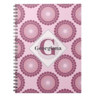 Personalized Radiant Dusky Rose Polka Dot Mandala Notebook
