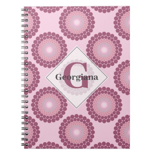 Personalized Radiant Dusky Rose Polka Dot Mandala Notebook