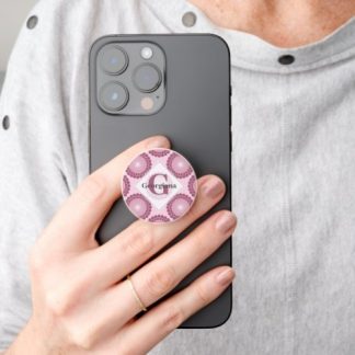 Personalized Radiant Dusky Rose Polka Dot Mandala PopSocket