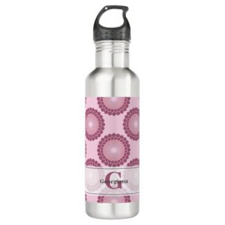 Personalized Radiant Dusky Rose Polka Dot Mandala Stainless Steel Water Bottle