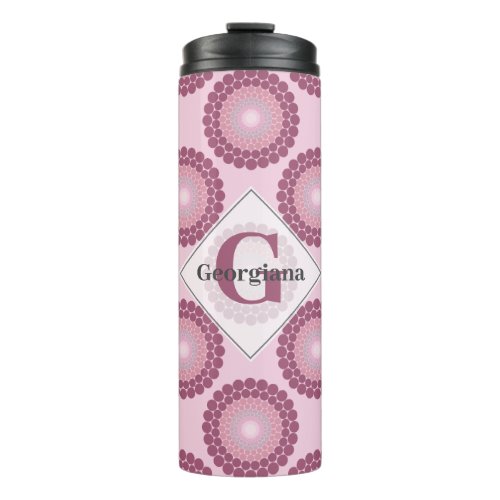 Personalized Radiant Dusky Rose Polka Dot Mandala Thermal Tumbler