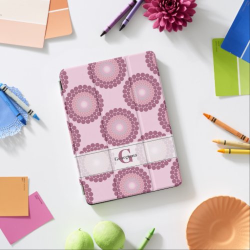 Personalized Radiant Dusky Rose Polka Dot Mandala iPad Air Cover