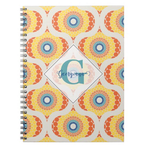 Personalized Retro Aegean Summer Radiant Mandala Notebook