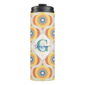 Personalized Retro Aegean Summer Radiant Mandala Thermal Tumbler