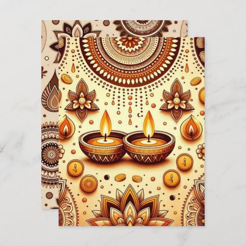 Printable Bronze and Gold Diwali Scrapbook Paper Invitation