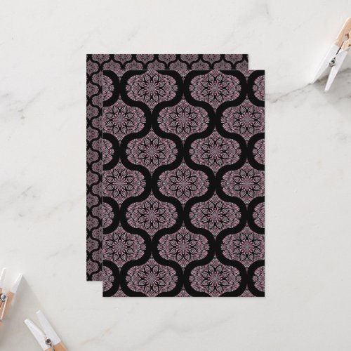 Printable Dusky Rose Fronds Retro Scrapbook Paper Invitation