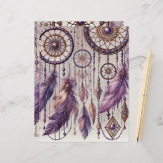 Purple &amp; Gold Boho Dreamcatcher Pattern Scrapbook