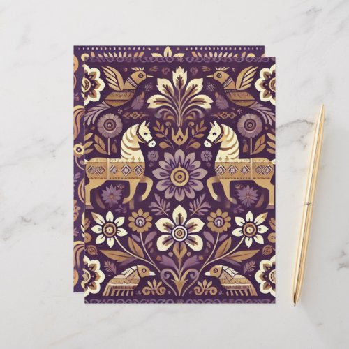 Purple & Gold Scandinavian Folk Art Scrapbook