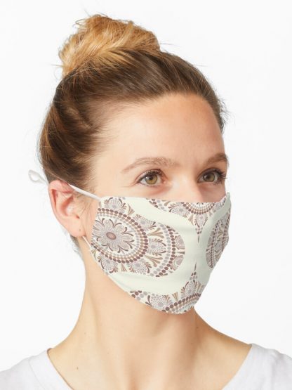 Mask, Warm Neutrals Cafe Ombre Dot Mandala Mid Mod Ogee designed and sold by Triplicate Limited