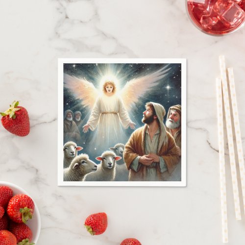 Watercolor Angel & Shepherds Nativity Decoupage Napkins