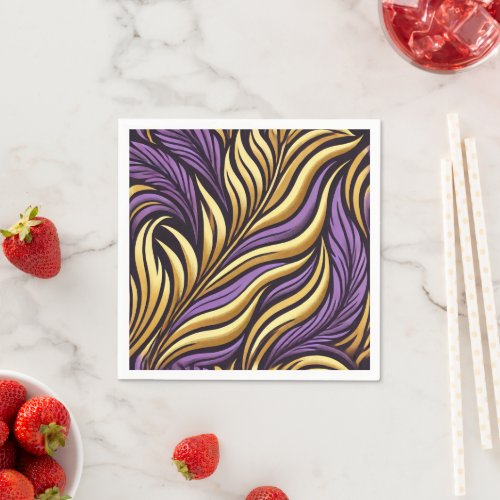 Zebra Print Pattern in Purple & Gold Decoupage Napkins