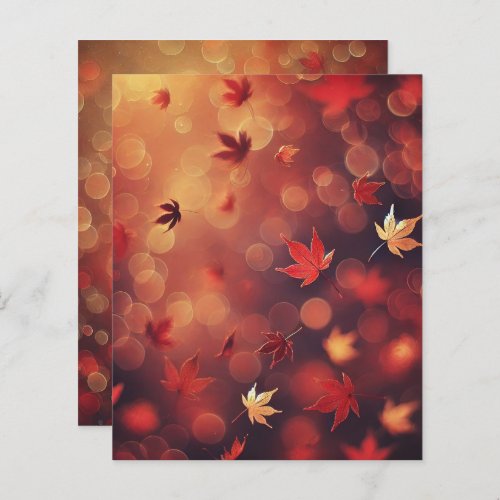 Autumn Falling Maple Leaves Bokeh Scrapbook Paper