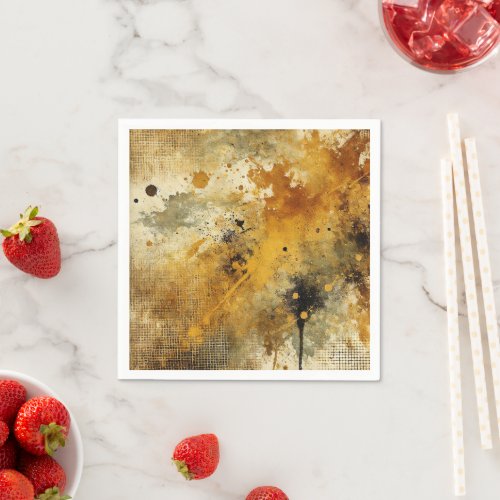 Golden Autumnal Harvest Distressed Ink Decoupage Napkins