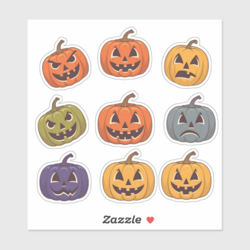 Halloween Pumpkin Faces Scrapbook Sticker Sheet
